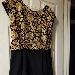 1960s vintage black and gold cocktail dress